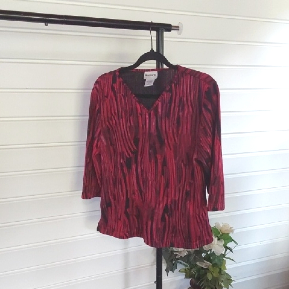 BonWorth Red and Black Abstract Blouse Size SP